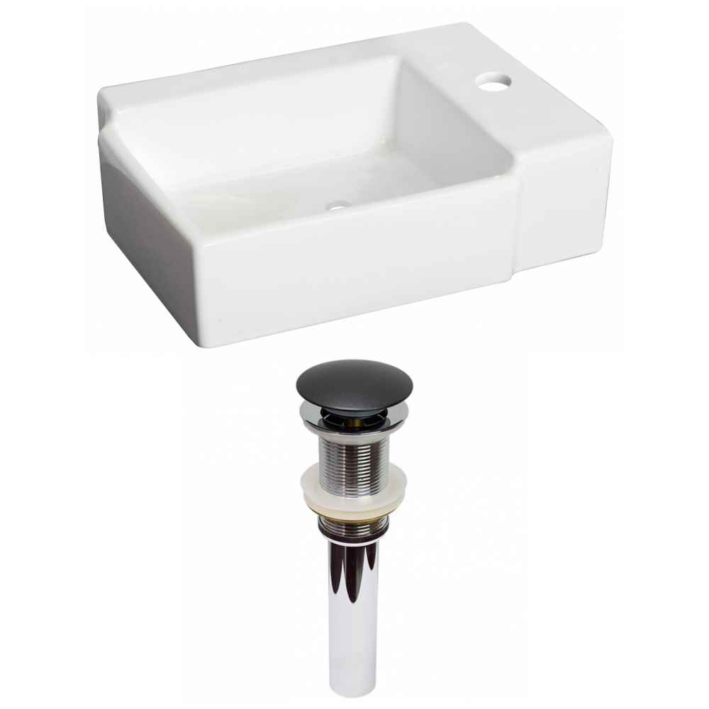 16.25-in. x 11.75-in. Rectangle Bathroom Vessel Sink Set White Enamel Glaze