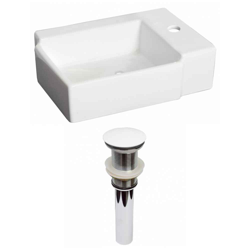 16.25-in. x 11.75-in. Rectangle Bathroom Vessel Sink Set White Enamel Glaze