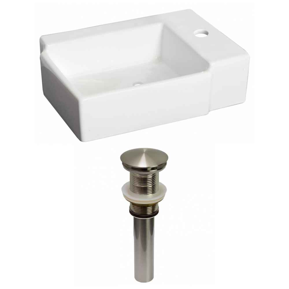 16.25-in. x 11.75-in. Rectangle Bathroom Vessel Sink Set White Enamel Glaze