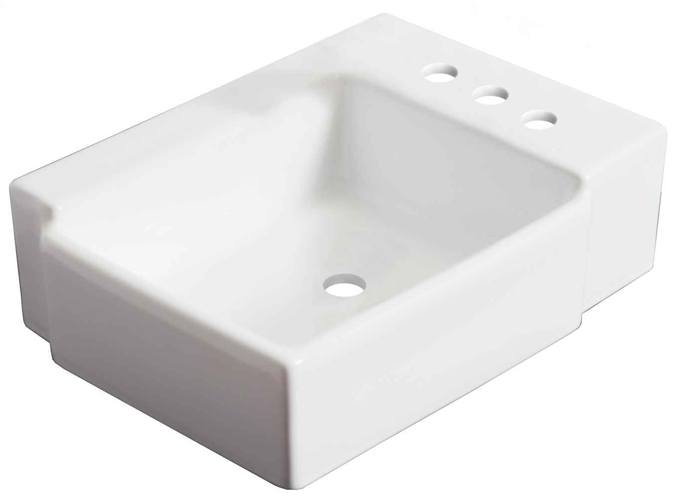 16.25-in. x 11.75-in. Rectangle Bathroom Vessel Sink Set White Enamel Glaze