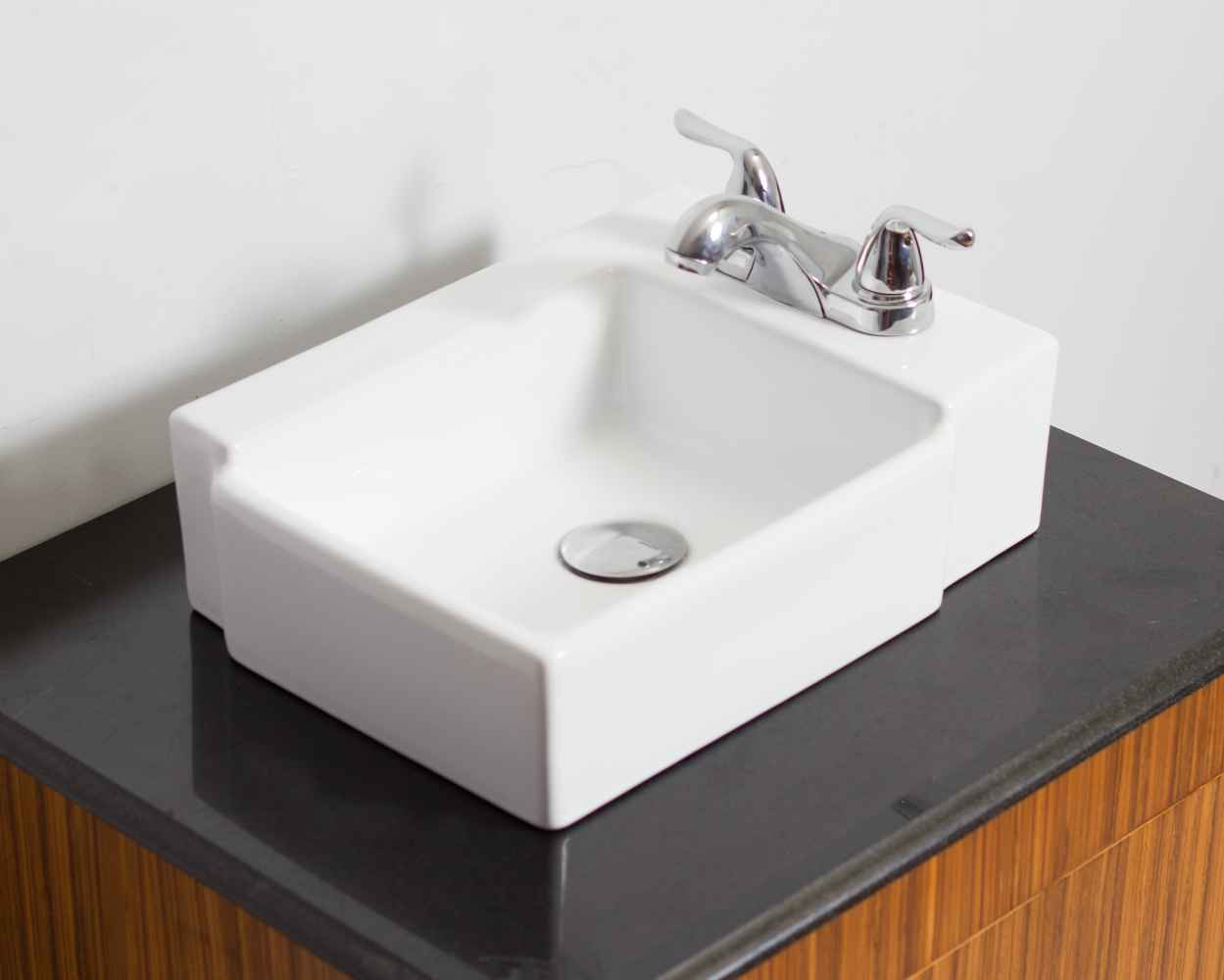 16.25-in. x 11.75-in. Rectangle Bathroom Vessel Sink Set White Enamel Glaze