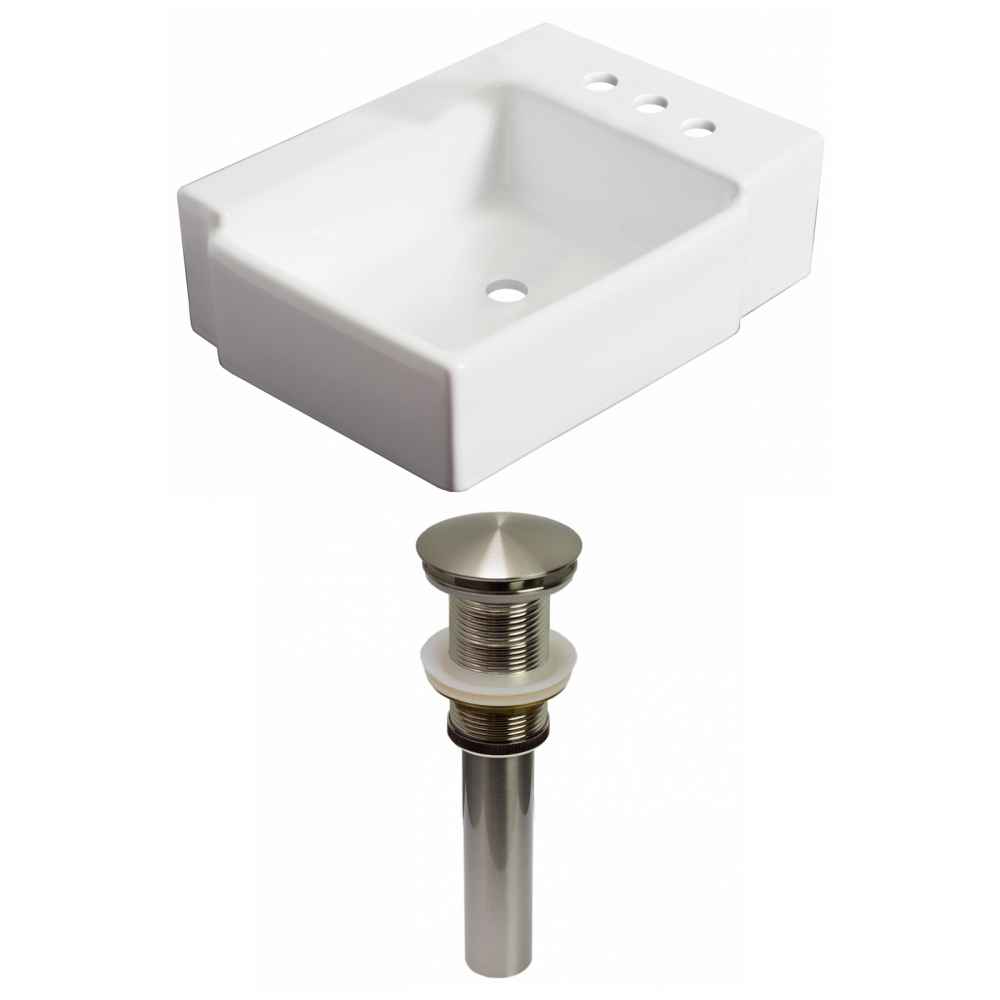 16.25-in. x 11.75-in. Rectangle Bathroom Vessel Sink Set White Enamel Glaze