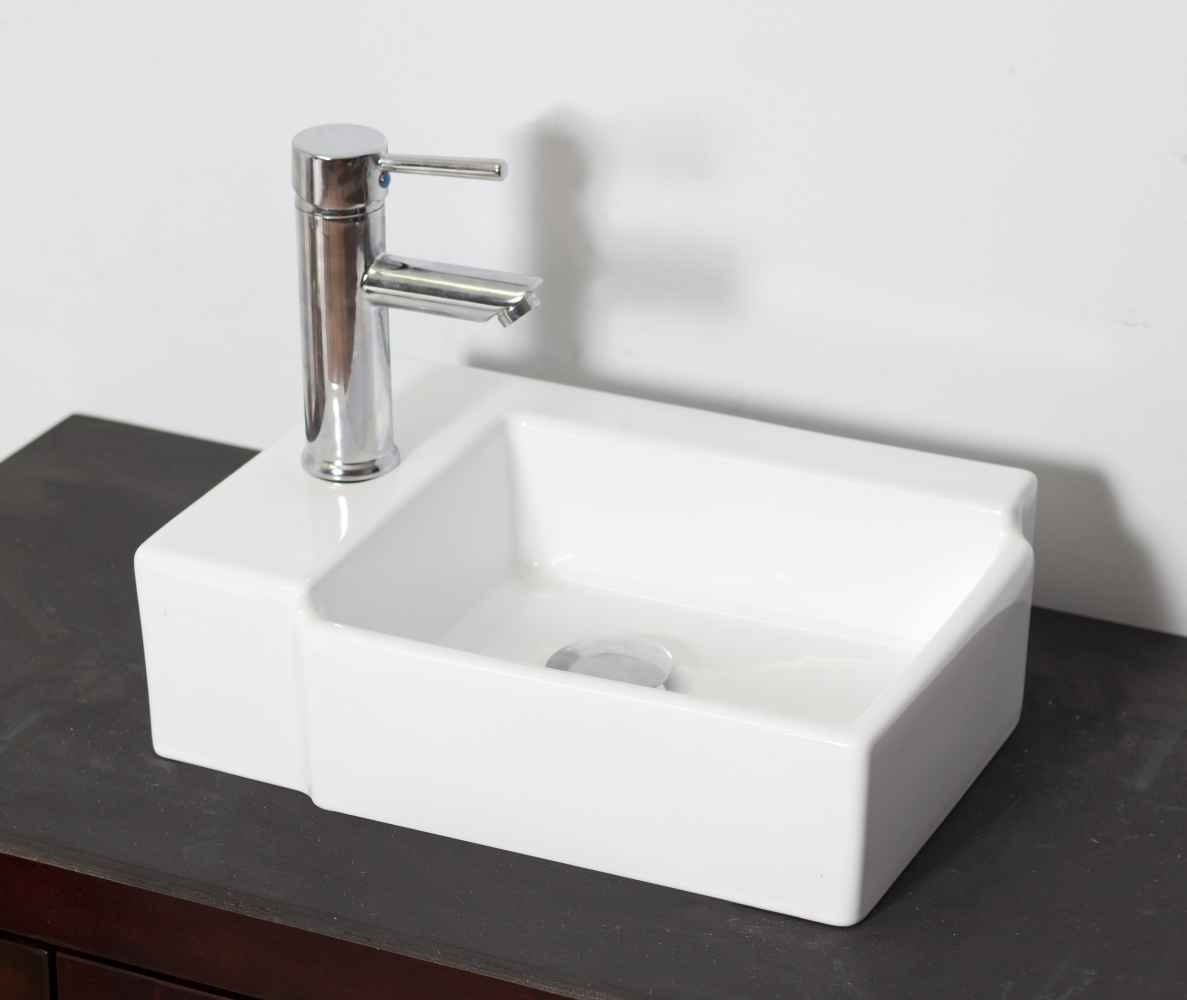 16.25-in. x 11.75-in. Rectangle Bathroom Vessel Sink Set White Enamel Glaze