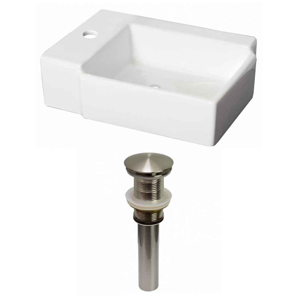 16.25-in. x 11.75-in. Rectangle Bathroom Vessel Sink Set White Enamel Glaze