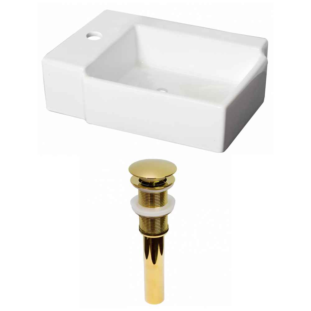 16.25-in. x 11.75-in. Rectangle Bathroom Vessel Sink Set White Enamel Glaze