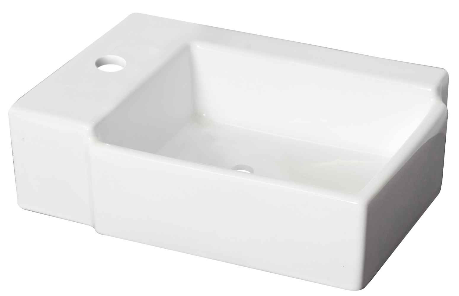 16.25-in. x 11.75-in. Rectangle Bathroom Vessel Sink Set White Enamel Glaze