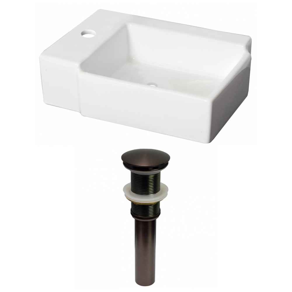 16.25-in. x 11.75-in. Rectangle Bathroom Vessel Sink Set White Enamel Glaze