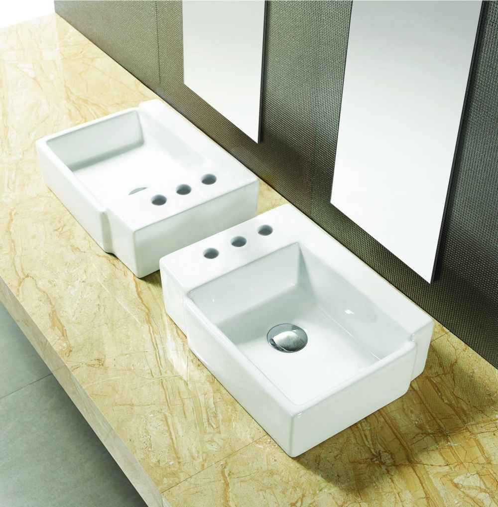 16.25-in. x 11.75-in. Rectangle Bathroom Vessel Sink Set White Enamel Glaze