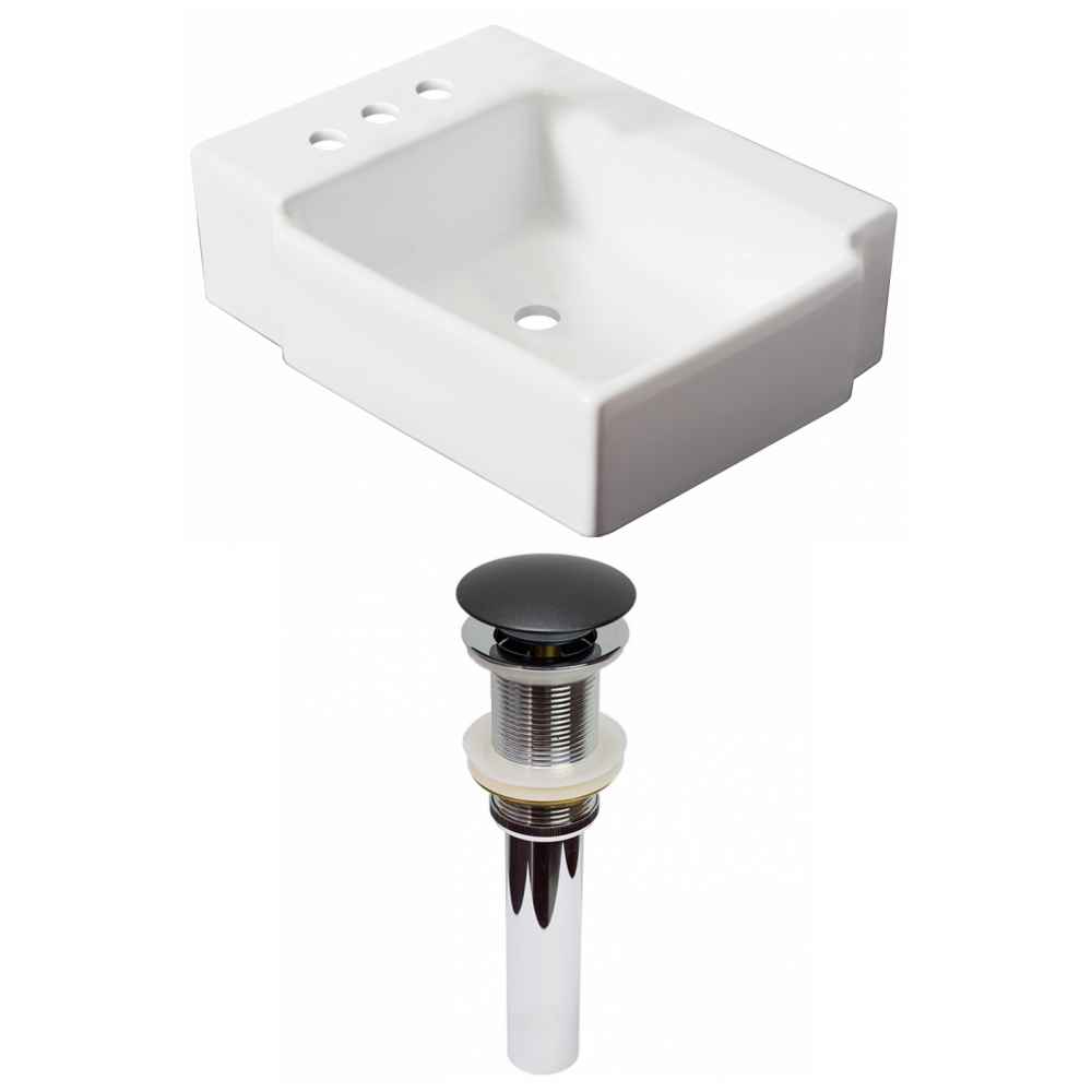 16.25-in. x 11.75-in. Rectangle Bathroom Vessel Sink Set White Enamel Glaze