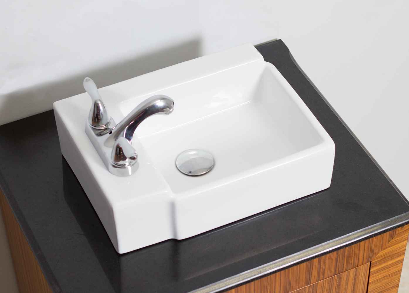 16.25-in. x 11.75-in. Rectangle Bathroom Vessel Sink Set White Enamel Glaze