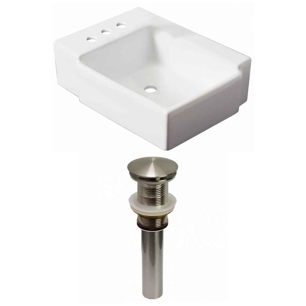 16.25-in. x 11.75-in. Rectangle Bathroom Vessel Sink Set White Enamel Glaze
