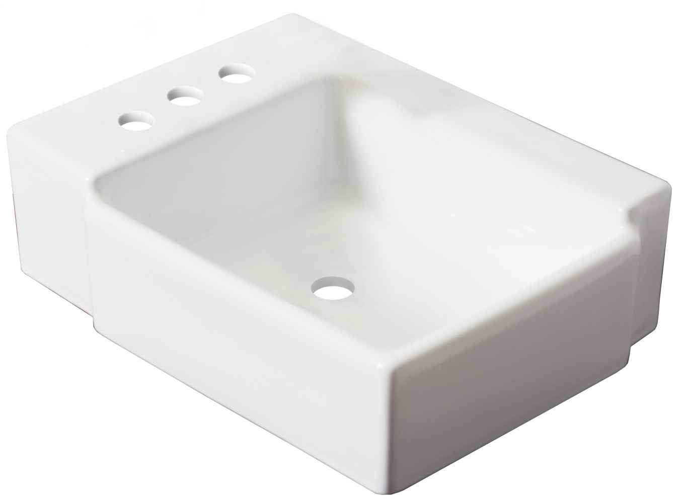 16.25-in. x 11.75-in. Rectangle Bathroom Vessel Sink Set White Enamel Glaze