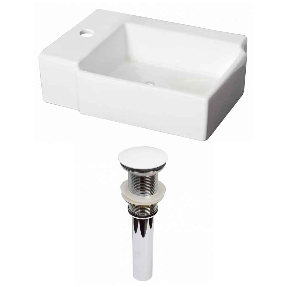 16.25-in. x 11.75-in. Rectangle Bathroom Vessel Sink Set White Enamel Glaze