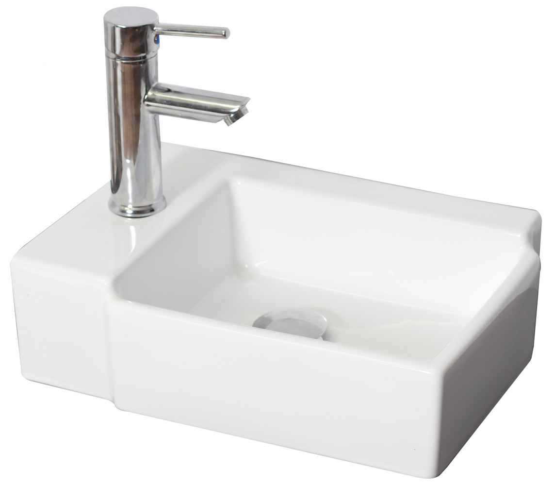 16.25-in. x 11.75-in. Rectangle Bathroom Vessel Sink Set White Enamel Glaze