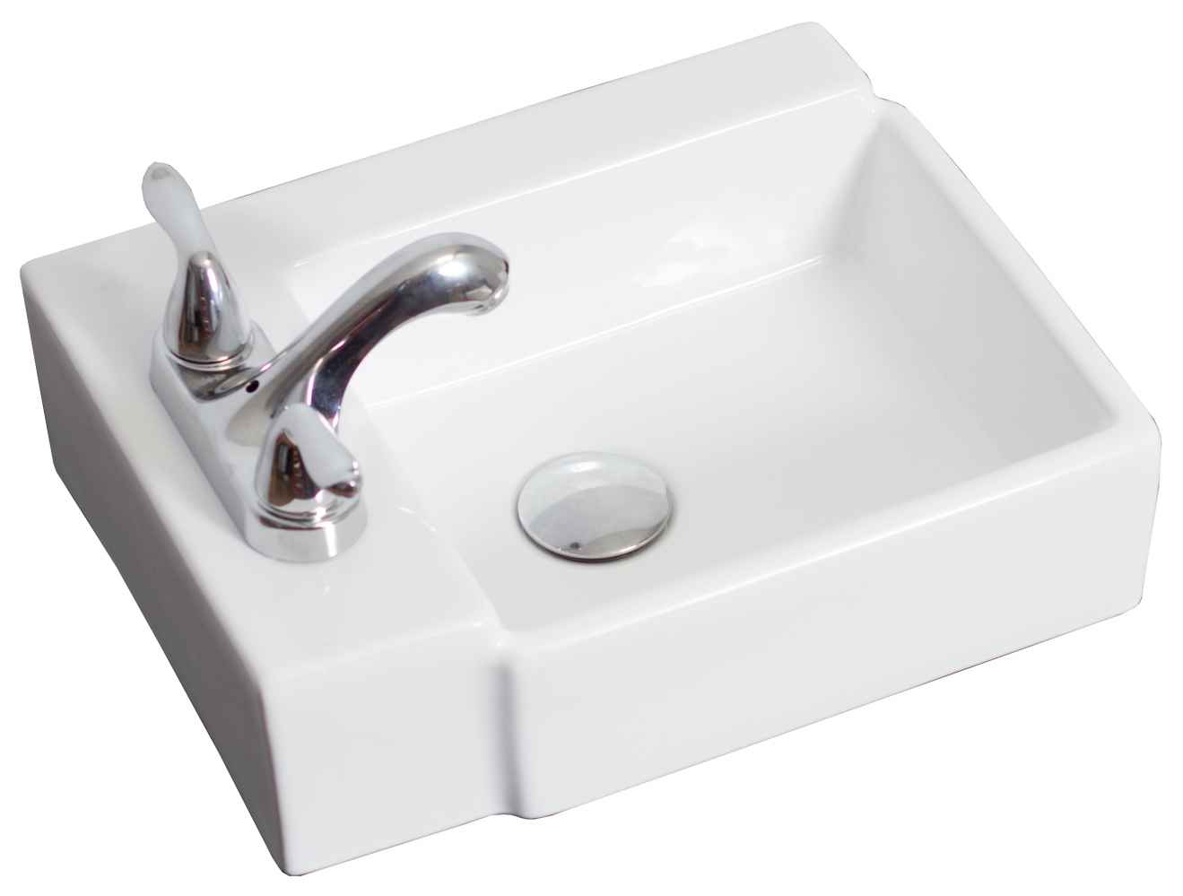16.25-in. x 11.75-in. Rectangle Bathroom Vessel Sink Set White Enamel Glaze