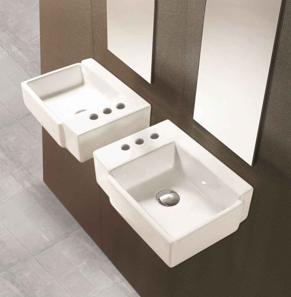 16.25-in. x 11.75-in. Rectangle Bathroom Vessel Sink Set White Enamel Glaze