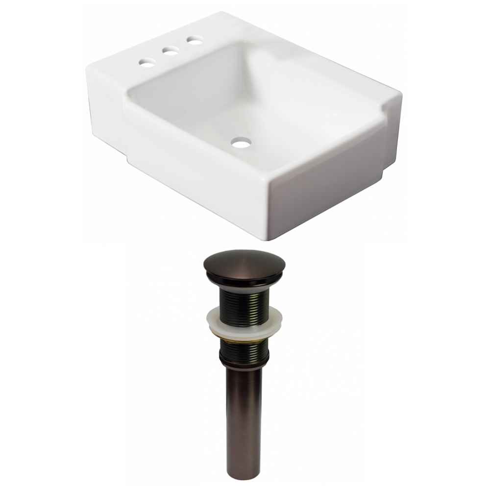 16.25-in. x 11.75-in. Rectangle Bathroom Vessel Sink Set White Enamel Glaze