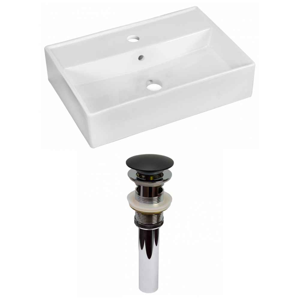 19.75-in. x 13.75-in. Rectangle Bathroom Vessel Sink Set White Enamel Glaze