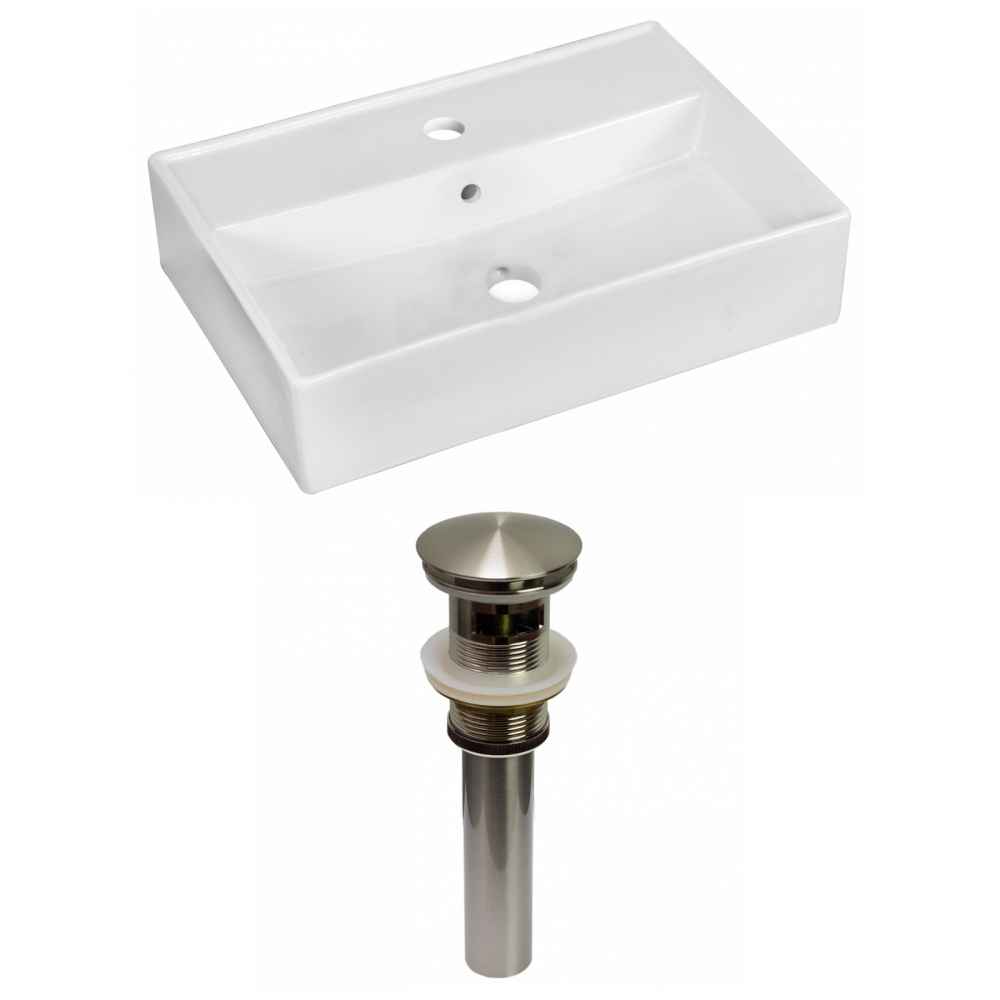 19.75-in. x 13.75-in. Rectangle Bathroom Vessel Sink Set White Enamel Glaze