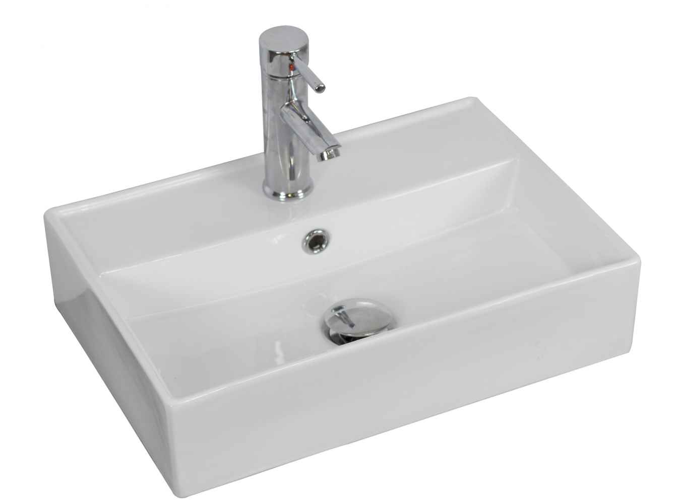 19.75-in. x 13.75-in. Rectangle Bathroom Vessel Sink Set White Enamel Glaze