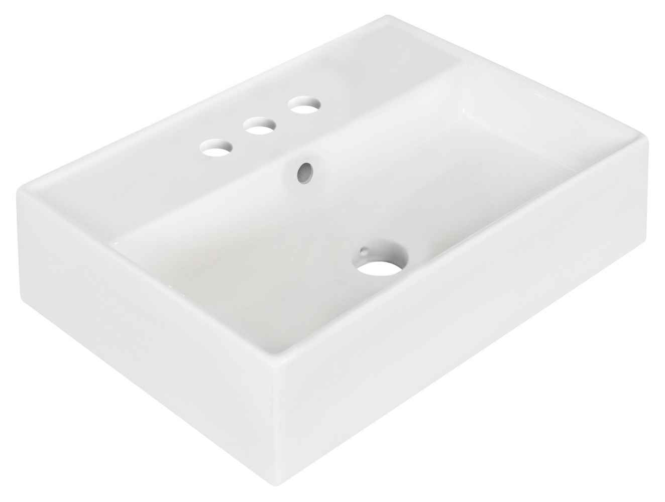 19.75-in. x 13.75-in. Rectangle Bathroom Vessel Sink Set White Enamel Glaze