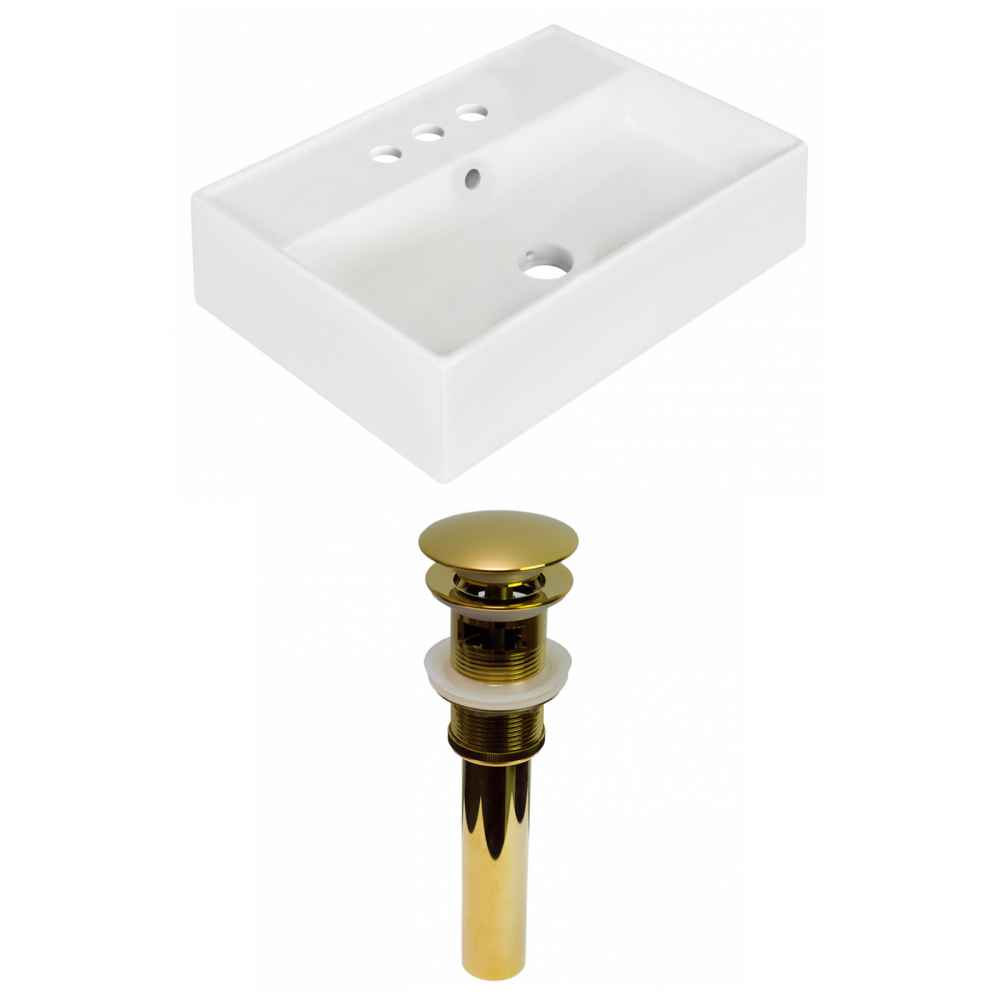19.75-in. x 13.75-in. Rectangle Bathroom Vessel Sink Set White Enamel Glaze