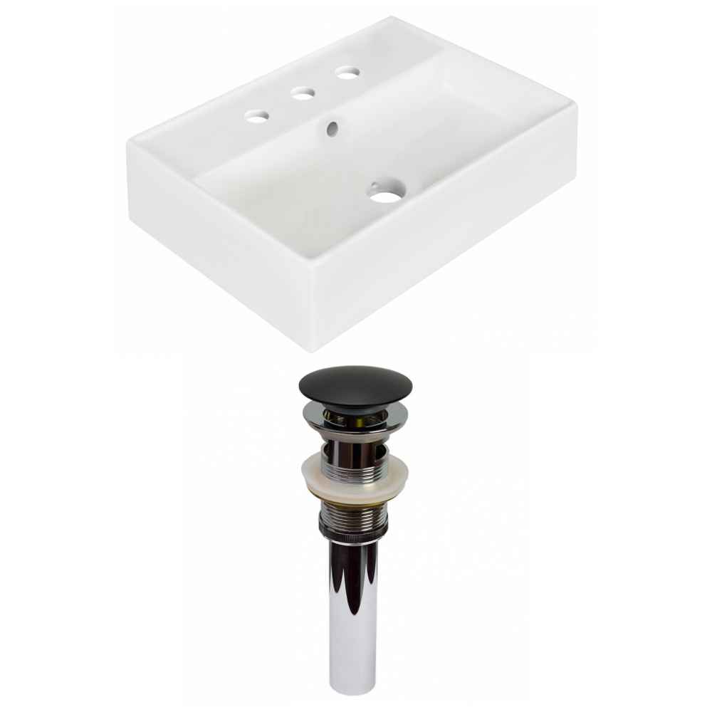 19.75-in. x 13.75-in. Rectangle Bathroom Vessel Sink Set White Enamel Glaze
