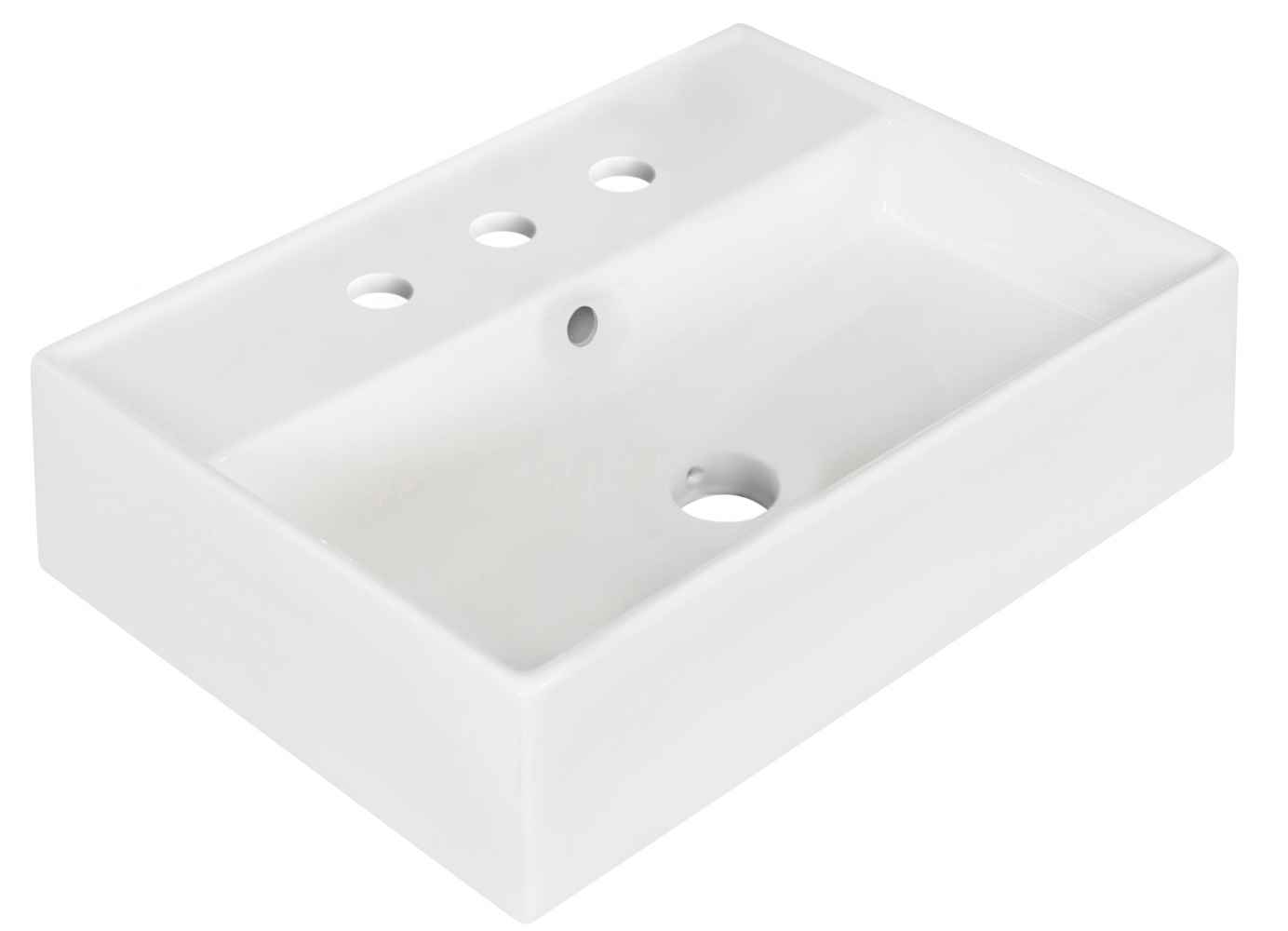 19.75-in. x 13.75-in. Rectangle Bathroom Vessel Sink Set White Enamel Glaze