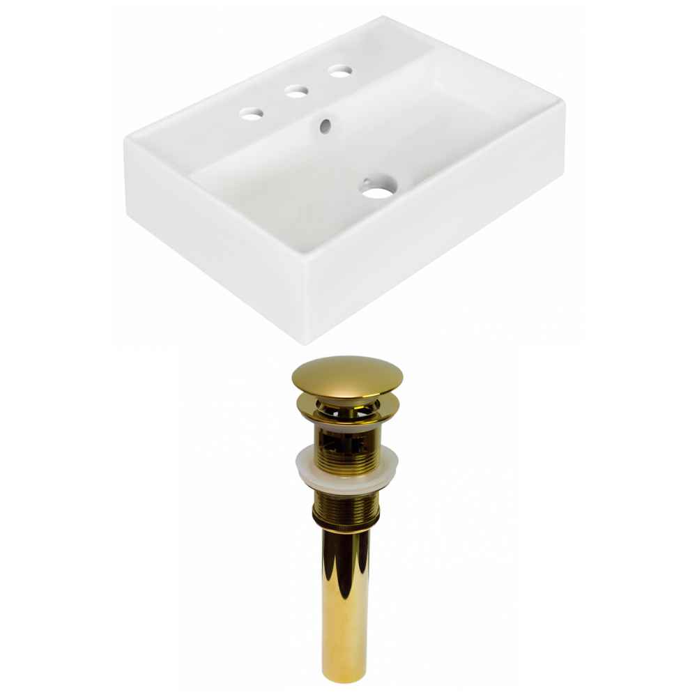19.75-in. x 13.75-in. Rectangle Bathroom Vessel Sink Set White Enamel Glaze