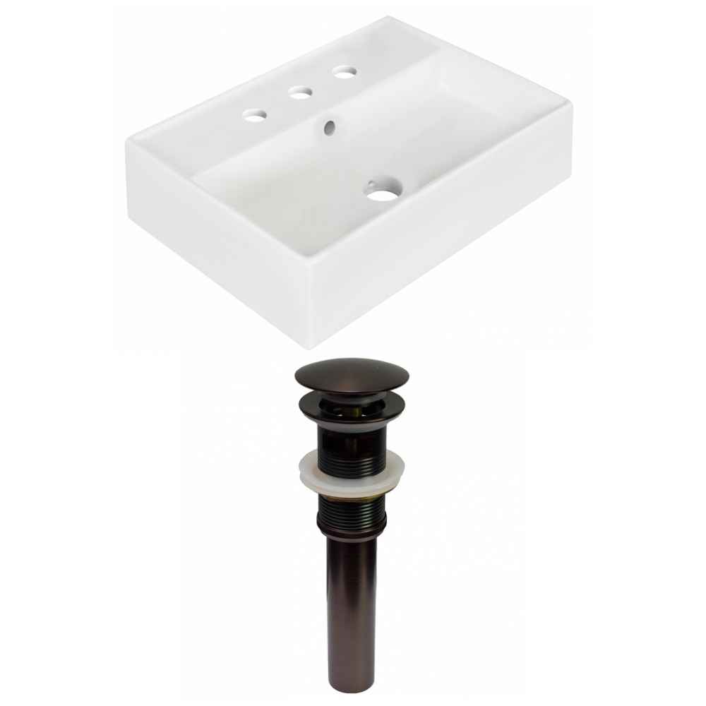 19.75-in. x 13.75-in. Rectangle Bathroom Vessel Sink Set White Enamel Glaze