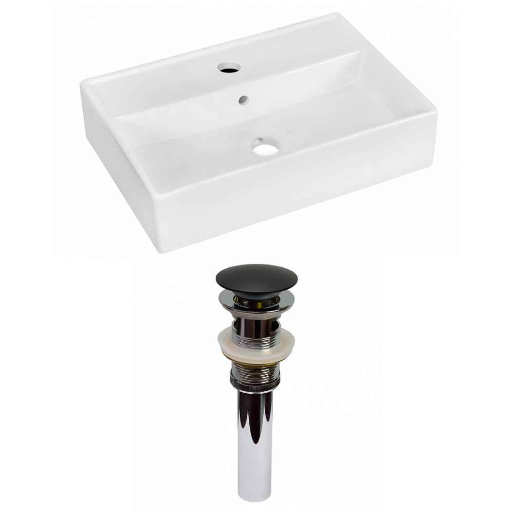 19.75-in. x 13.75-in. Rectangle Bathroom Vessel Sink Set White Enamel Glaze