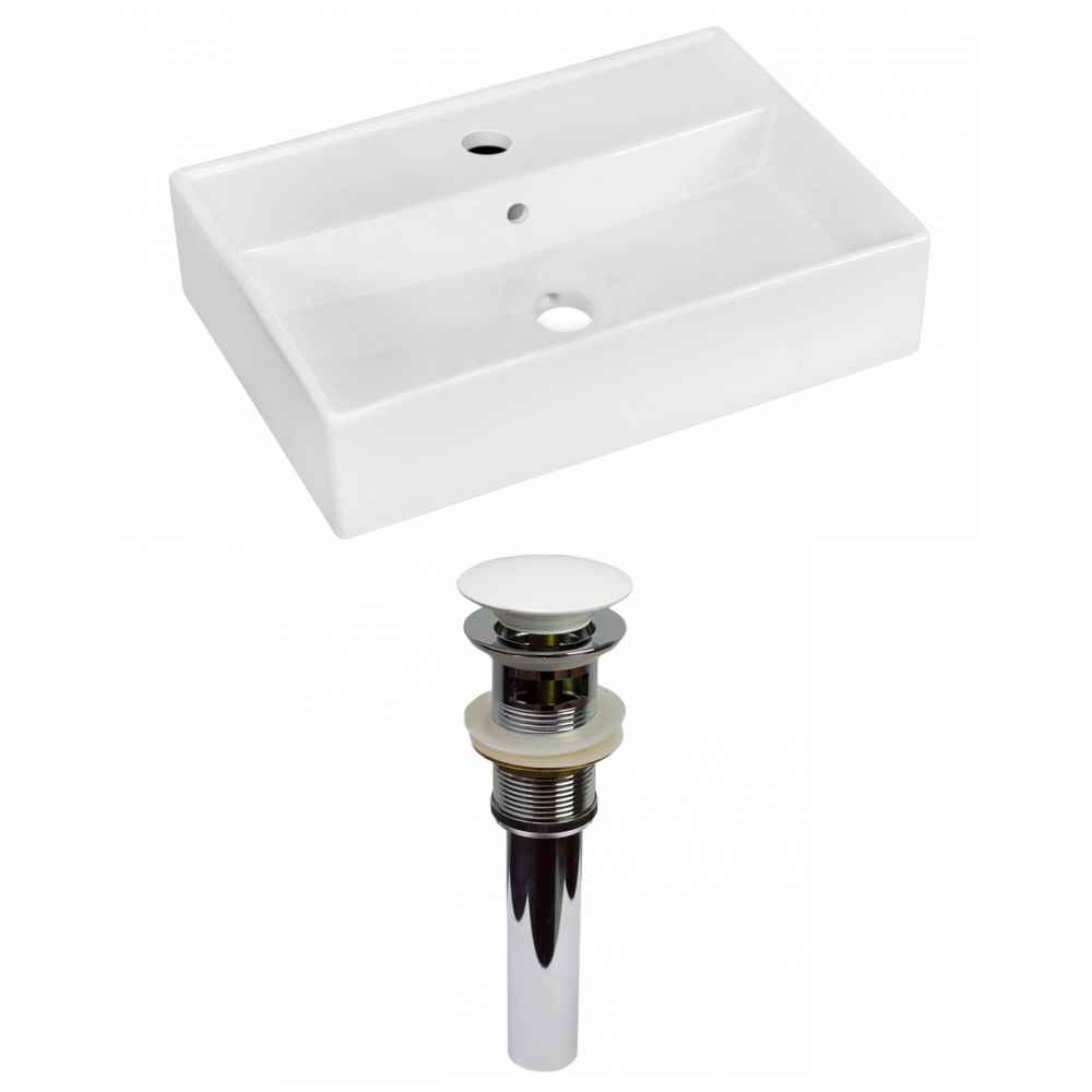 19.75-in. x 13.75-in. Rectangle Bathroom Vessel Sink Set White Enamel Glaze