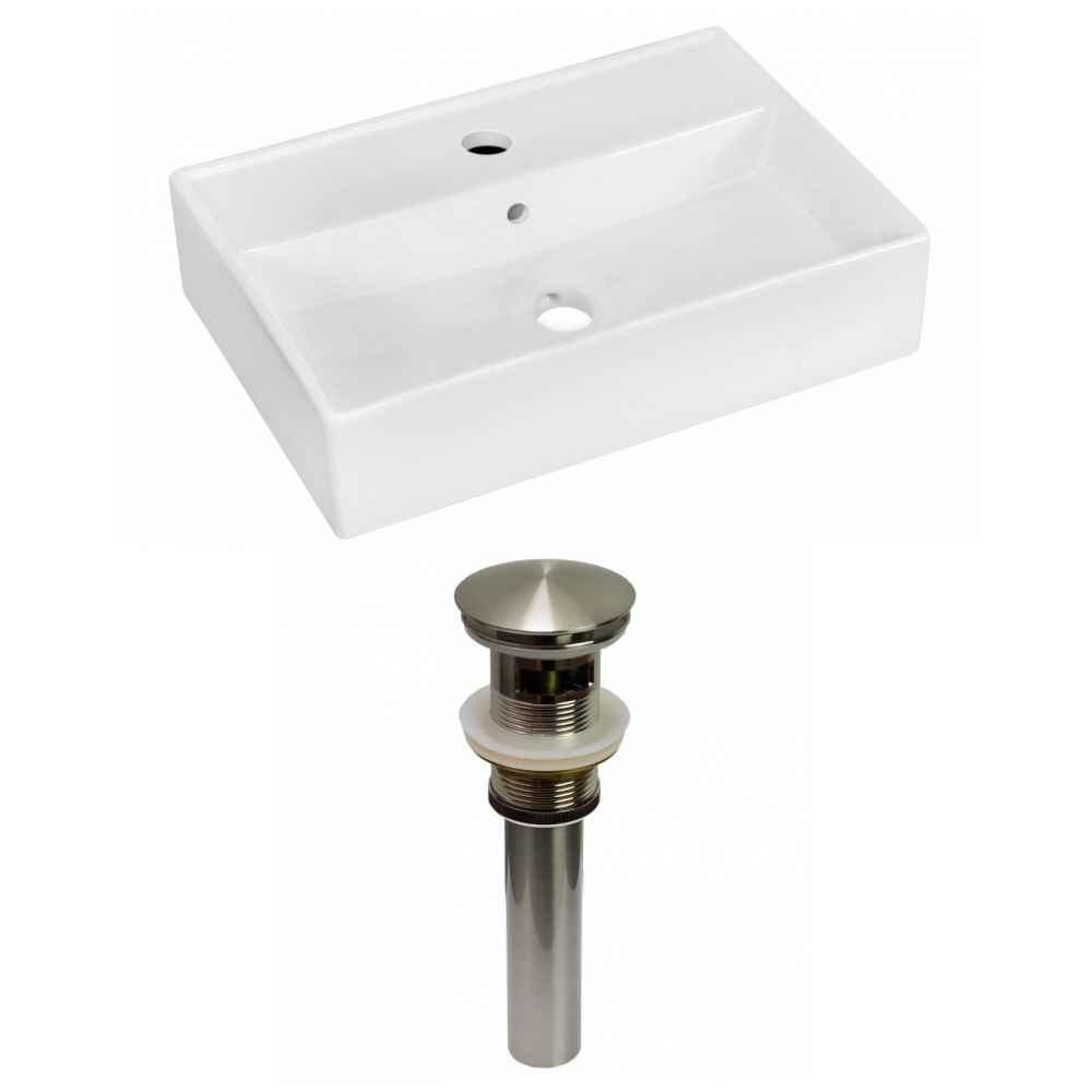 19.75-in. x 13.75-in. Rectangle Bathroom Vessel Sink Set White Enamel Glaze