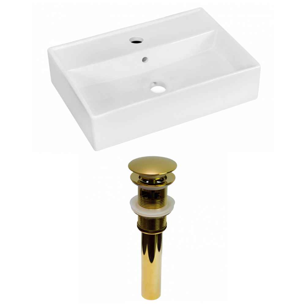 19.75-in. x 13.75-in. Rectangle Bathroom Vessel Sink Set White Enamel Glaze