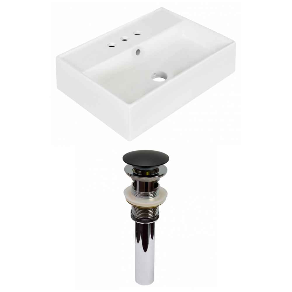 19.75-in. x 13.75-in. Rectangle Bathroom Vessel Sink Set White Enamel Glaze