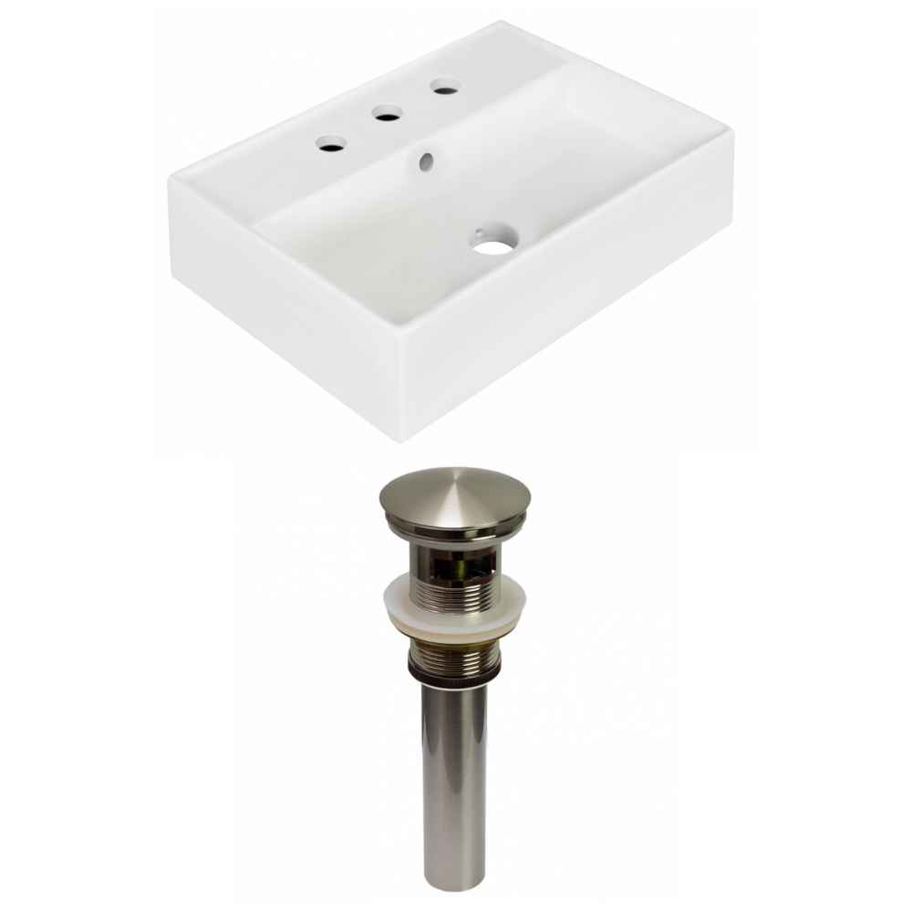 19.75-in. x 13.75-in. Rectangle Bathroom Vessel Sink Set White Enamel Glaze