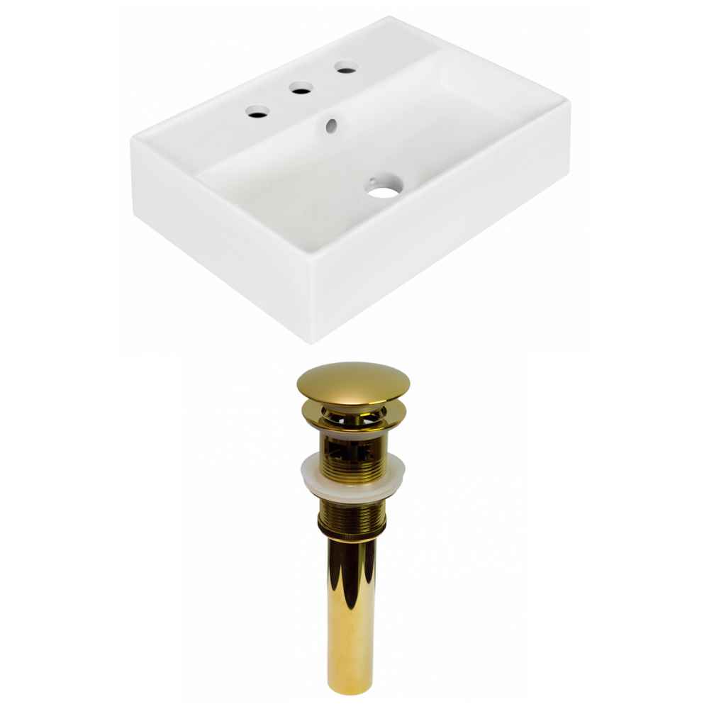 19.75-in. x 13.75-in. Rectangle Bathroom Vessel Sink Set White Enamel Glaze