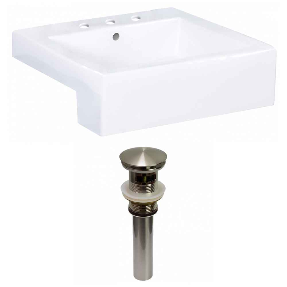 20.25-in. x 19-in. Rectangle Bathroom Vessel Sink Set White Enamel Glaze