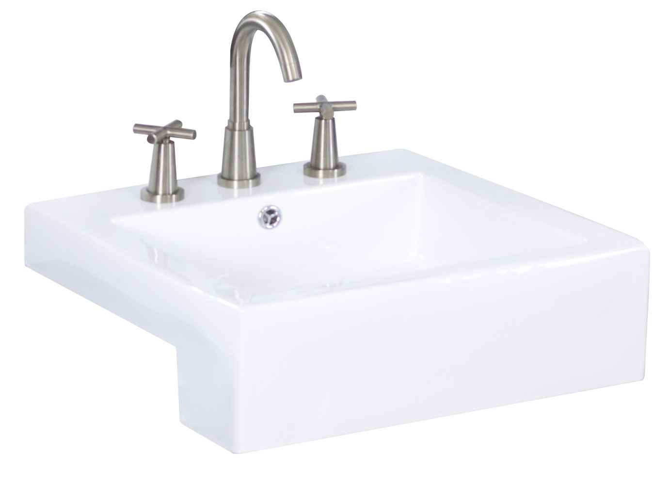 20.25-in. x 19-in. Rectangle Bathroom Vessel Sink Set White Enamel Glaze