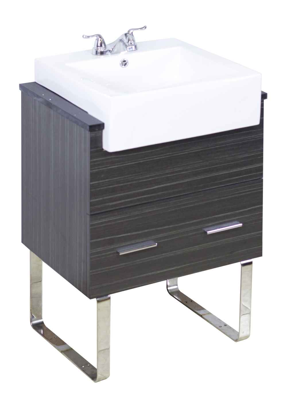 20.25-in. x 19-in. Rectangle Bathroom Vessel Sink Set White Enamel Glaze