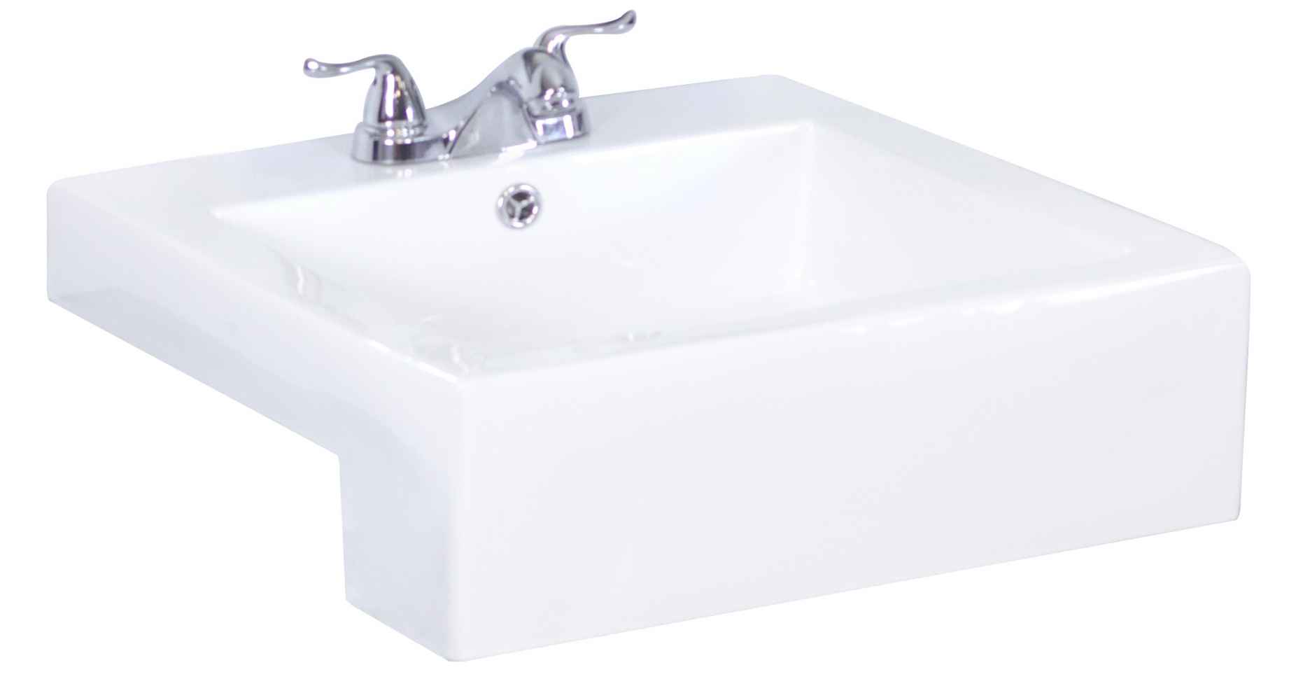 20.25-in. x 19-in. Rectangle Bathroom Vessel Sink Set White Enamel Glaze