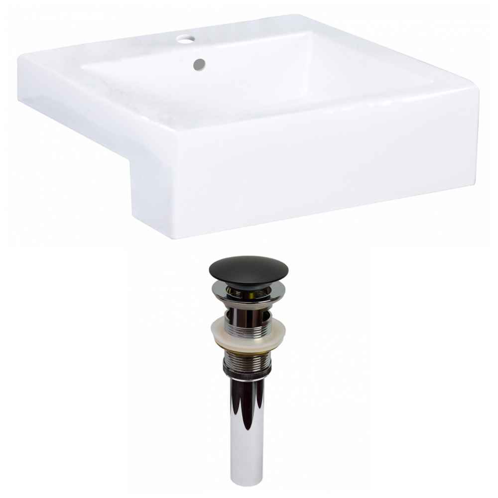 20.25-in. x 19-in. Rectangle Bathroom Vessel Sink Set White Enamel Glaze