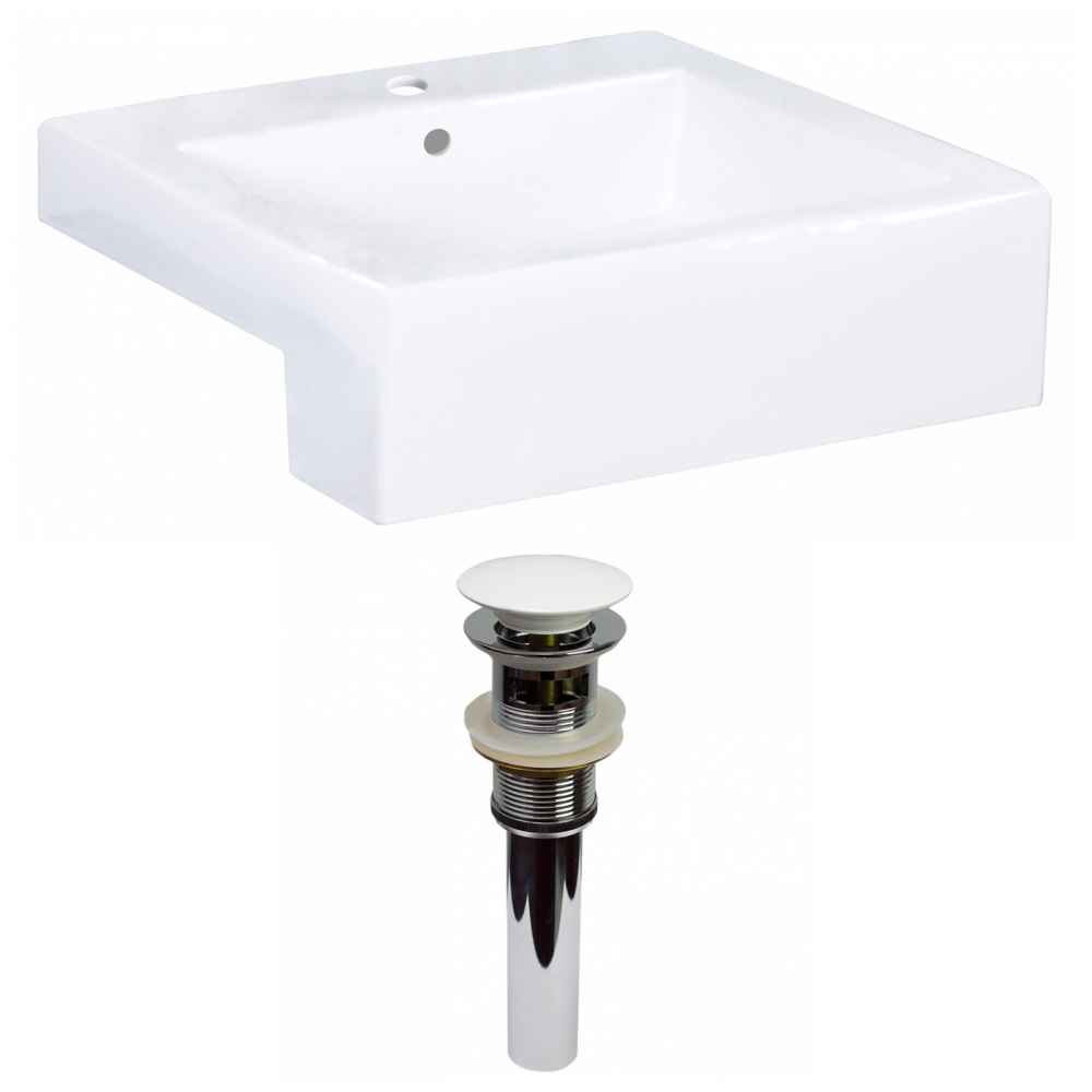 20.25-in. x 19-in. Rectangle Bathroom Vessel Sink Set White Enamel Glaze