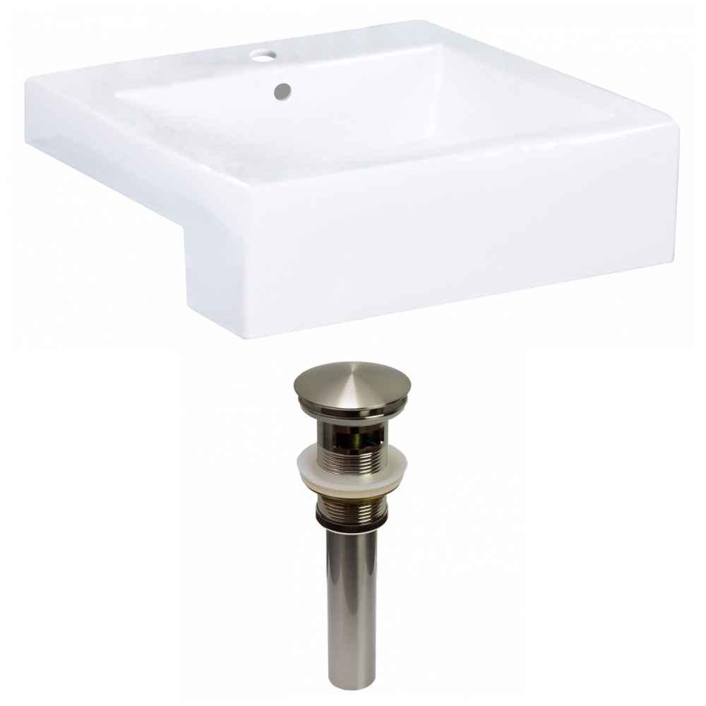 20.25-in. x 19-in. Rectangle Bathroom Vessel Sink Set White Enamel Glaze