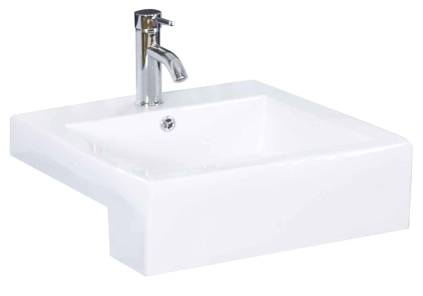 20.25-in. x 19-in. Rectangle Bathroom Vessel Sink Set White Enamel Glaze