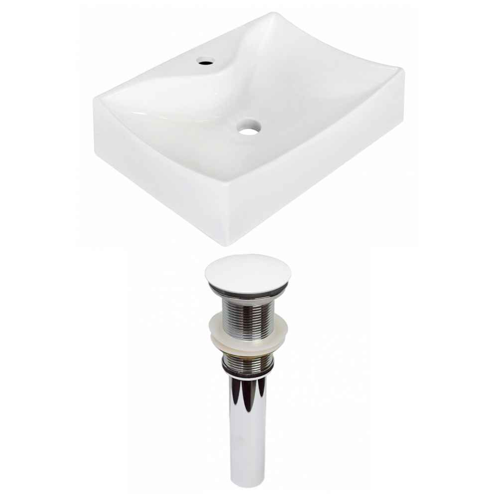 21.5-in. x 15.75-in. Rectangle Bathroom Vessel Sink Set White Enamel Glaze