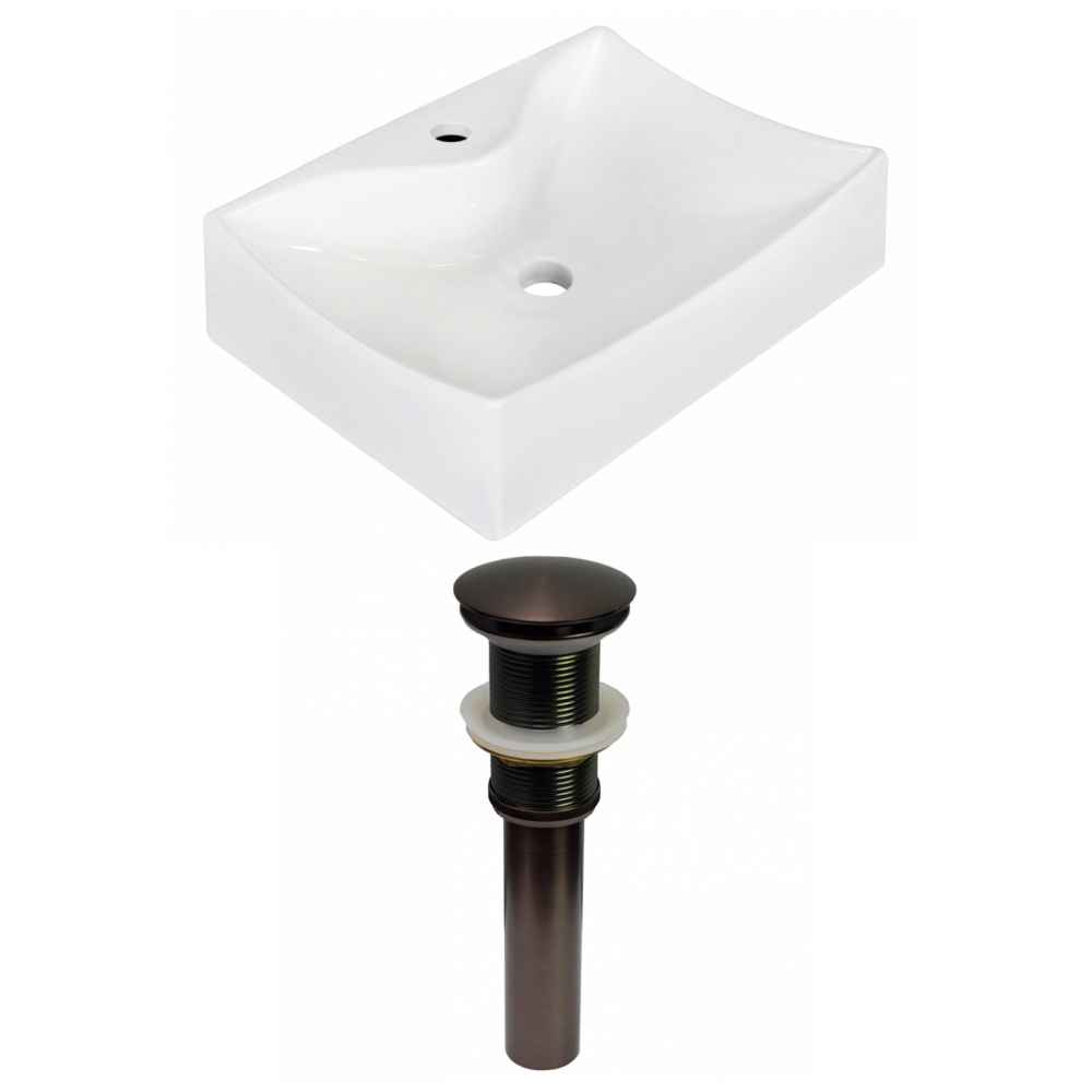 21.5-in. x 15.75-in. Rectangle Bathroom Vessel Sink Set White Enamel Glaze