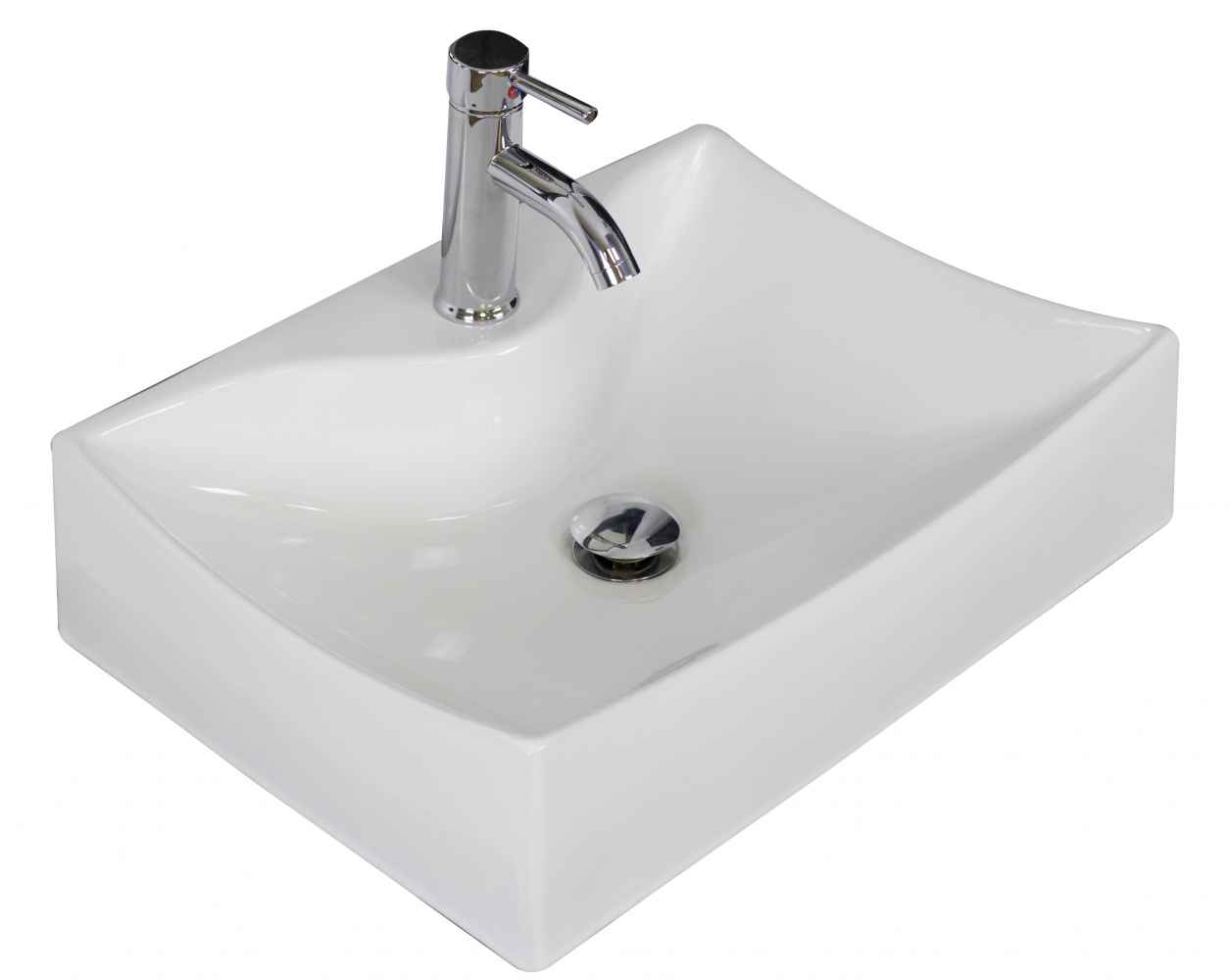 21.5-in. x 15.75-in. Rectangle Bathroom Vessel Sink Set White Enamel Glaze