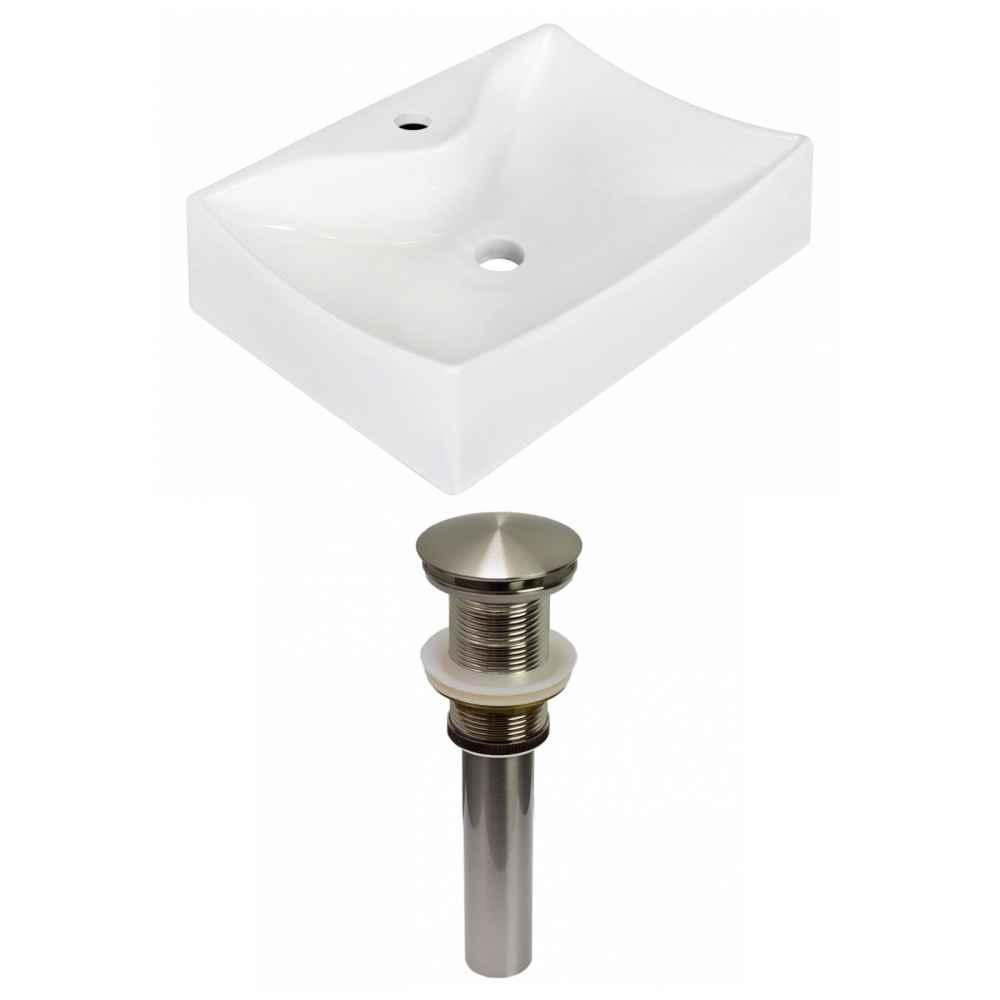 21.5-in. x 15.75-in. Rectangle Bathroom Vessel Sink Set White Enamel Glaze
