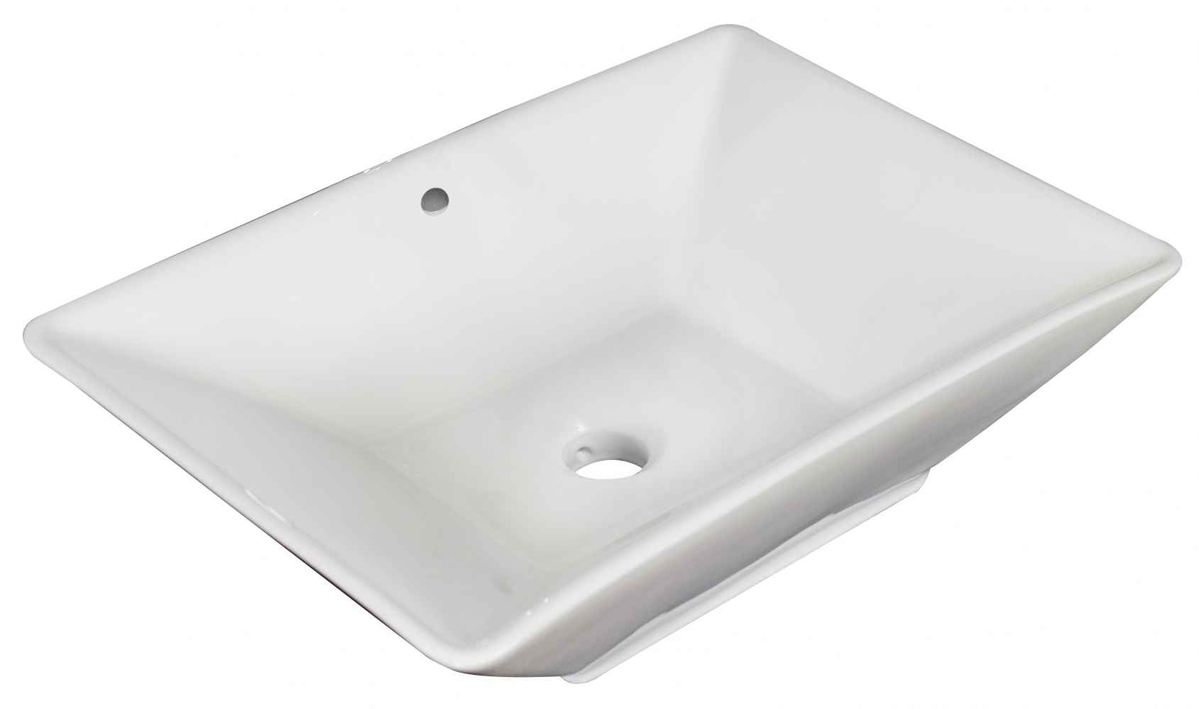 22-in. x 14.75-in. Rectangle Bathroom Vessel Sink Set White Enamel Glaze